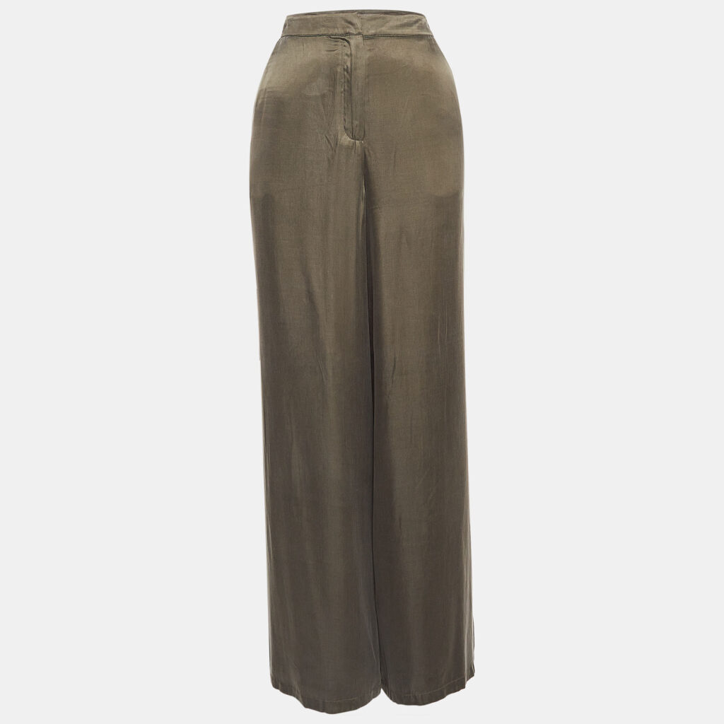 House Of Harlow 1960 X Revolve Green Satin Wide Leg Trousers M