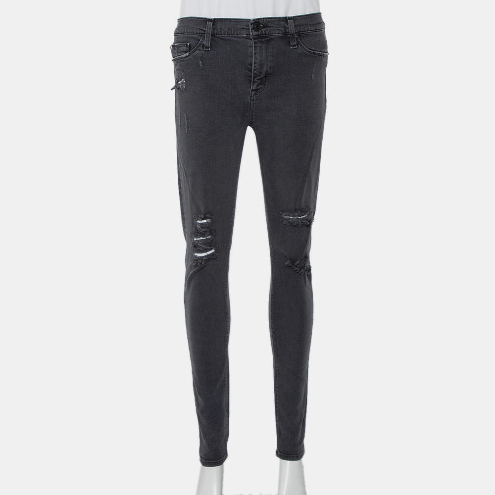luxury-women-hudson-used-clothes-p437815-009 Hudson Dark Grey Denim Distressed Super Skinny Nico Jeans M