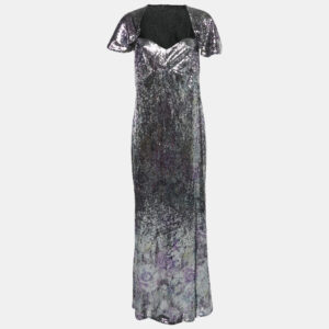 INGIE Paris Purple/Silver Sequin Sweetheart Neck Gown M