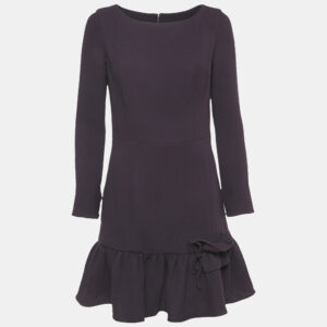 INGIE Paris Purple Crepe Wool Flounce Mini Dress XS