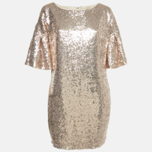 INGIE Paris Copper Gold Sequin Flared Sleeve Mini Dress M