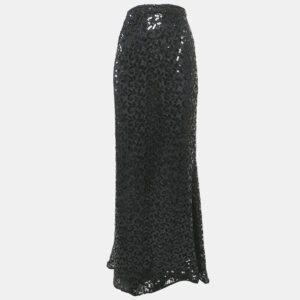 Ingie Paris Black Sequin Lace Maxi Bropai Skirt XL