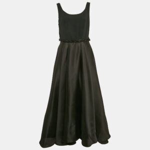 INGIE Paris Black Silk and Crepe Sleeveless Long Dress M