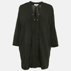 IRO Black Crepe Lace-Up Detail Mini Alessi Dress S