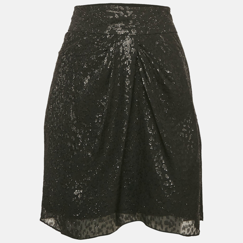 IRO Black Lurex Silk Mini Skirt M