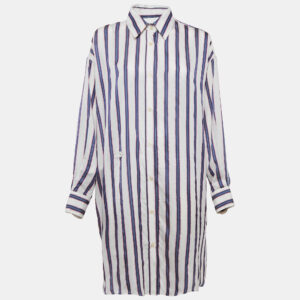 Isabel Marant Etoile White/Blue Stripe Cotton Blend Seenli Dress S