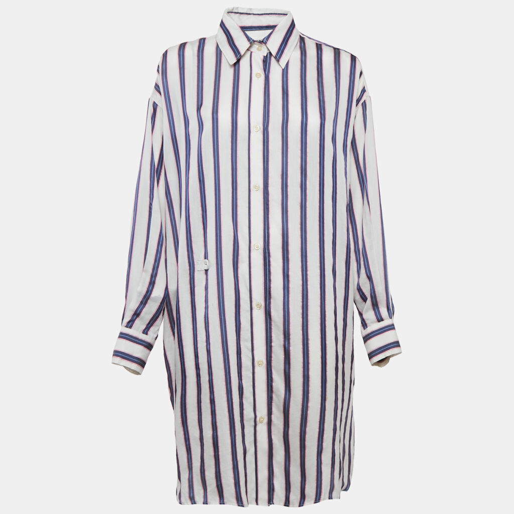 luxury-women-isabel-marant-etoile-used-clothes-p1097125-002 Isabel Marant Etoile White/Blue Stripe Cotton Blend Seenli Dress S