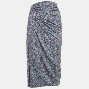 Isabel Marant Etoile Blue Jeldia Print Jersey Draped Midi Skirt M