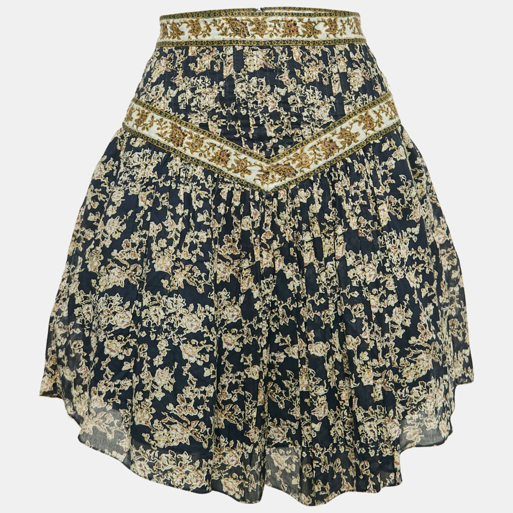 luxury-women-isabel-marant-etoile-used-clothes-p1149863-004 Isabel Marant Etoile Blue Floral Print Cotton Vega Mini Skirt XS