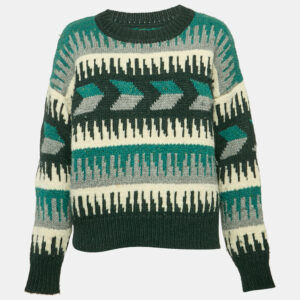 Isabel Marant Etoile Green Sienna Intarsia Wool Pullover XS