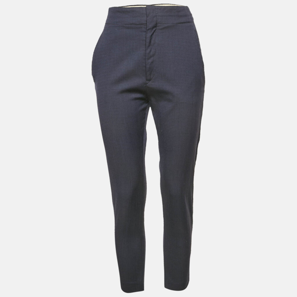 luxury-women-isabel-marant-etoile-used-clothes-p1154047-001 Isabel Marant Etoile Navy Blue Patterned Wool Trousers S
