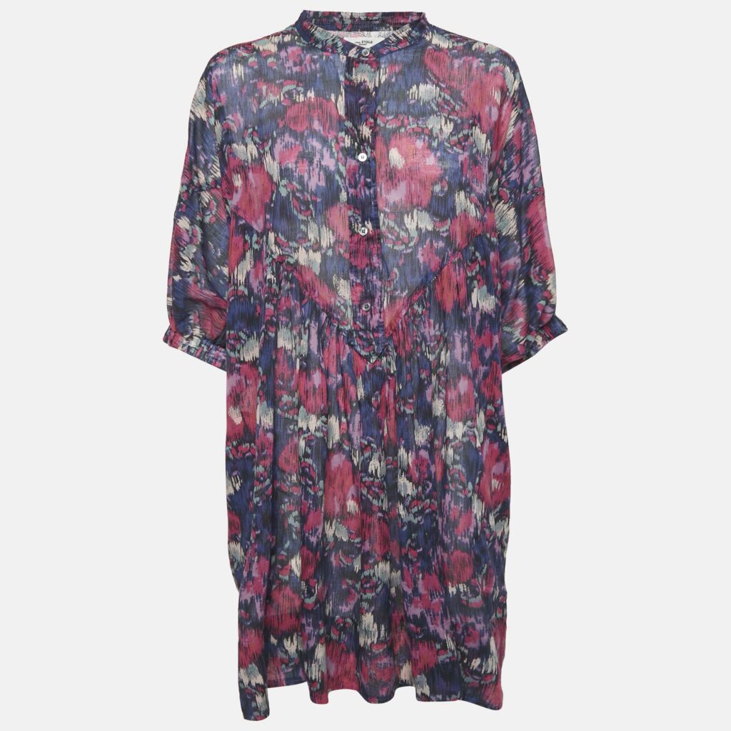 Isabel Marant Etoile Pink/Blue Abstract Print Maze Dress M