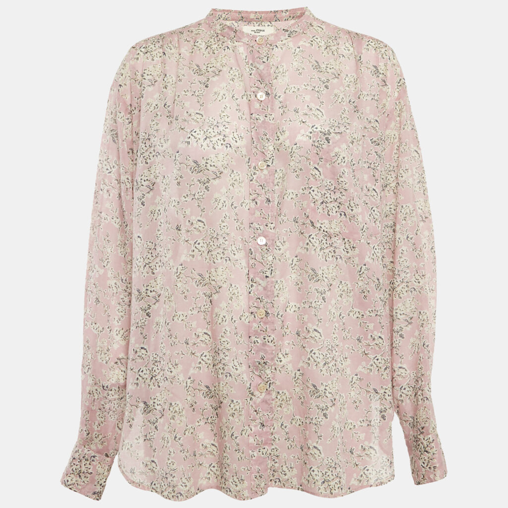 luxury-women-isabel-marant-etoile-used-clothes-p1165322-004 Isabel Marant Etoile Purple Floral Print Cotton Loose Fit Shirt M