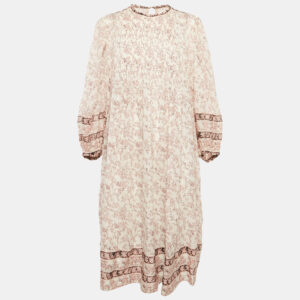 Isabel Marant Etoile Pink Printed Cotton Pleated Midi Dress L