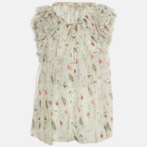 Isabel Marant Etoile White Printed Silk Erell Top S