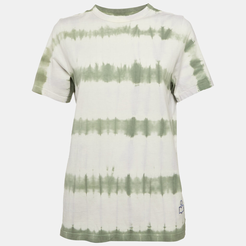 luxury-women-isabel-marant-etoile-used-clothes-p1168395-004 Isabel Marant Etoile White/Green Tie-Dye Cotton Dena T-Shirt S