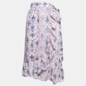 Isabel Marant Etoile Pink Printed Linen Tempster Wrap Skirt L