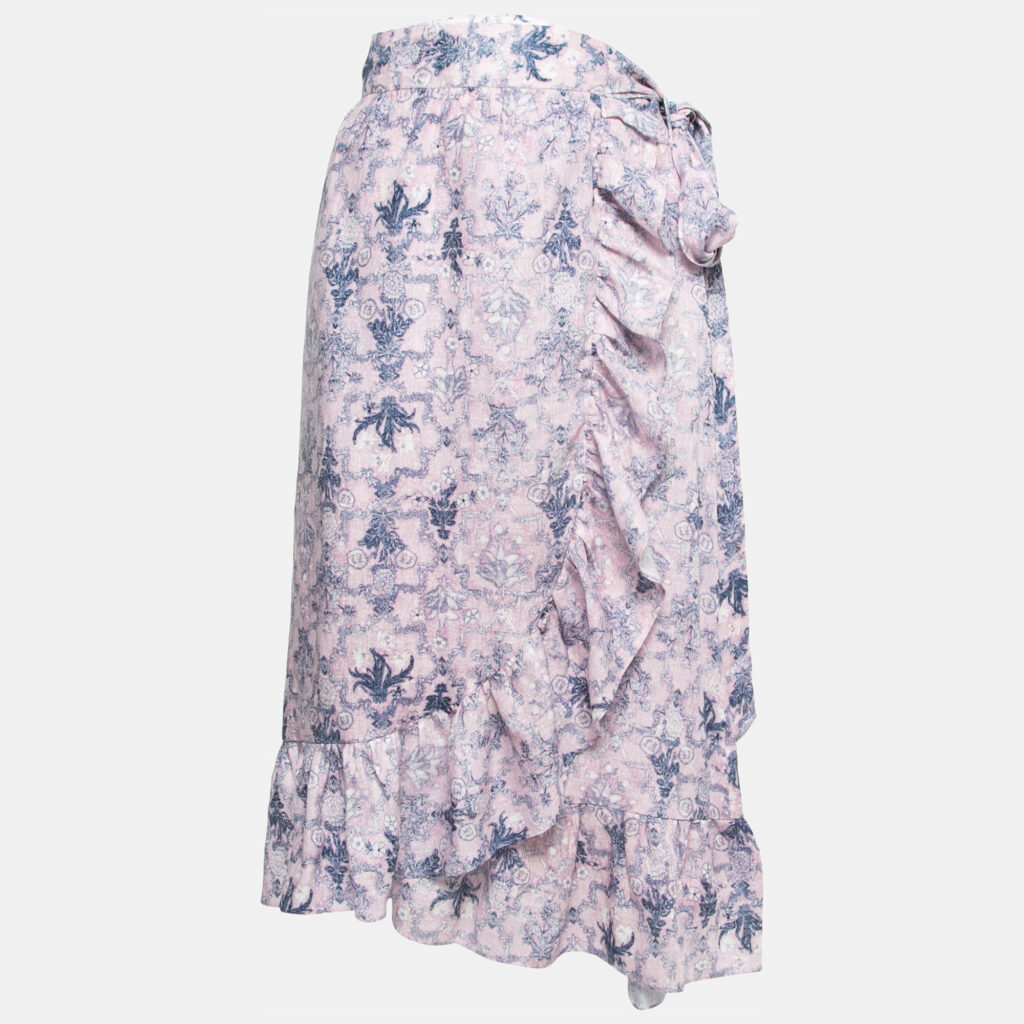 luxury-women-isabel-marant-etoile-used-clothes-p751290-003 Isabel Marant Etoile Pink Printed Linen Tempster Wrap Skirt L