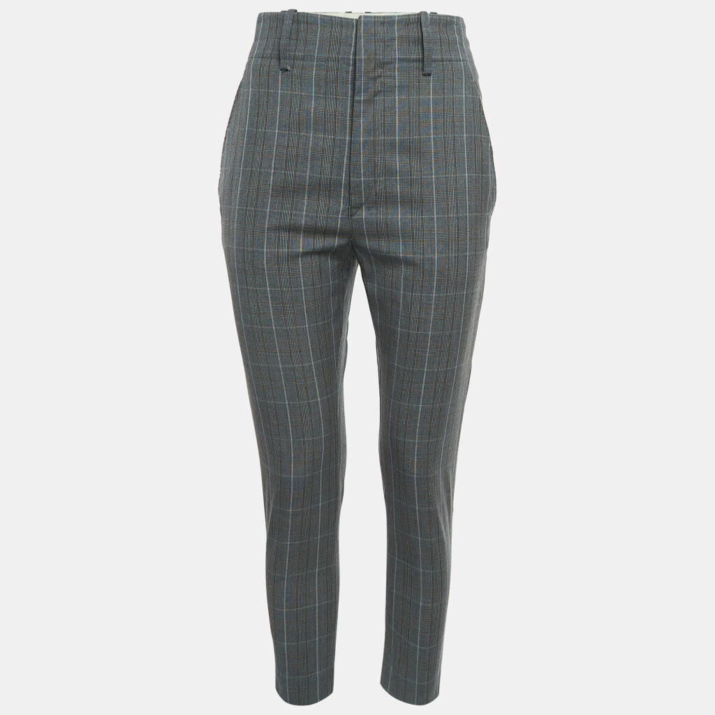 luxury-women-isabel-marant-etoile-used-clothes-p927792-001 Isabel Marant Etoile Grey Plaid Wool Trousers S