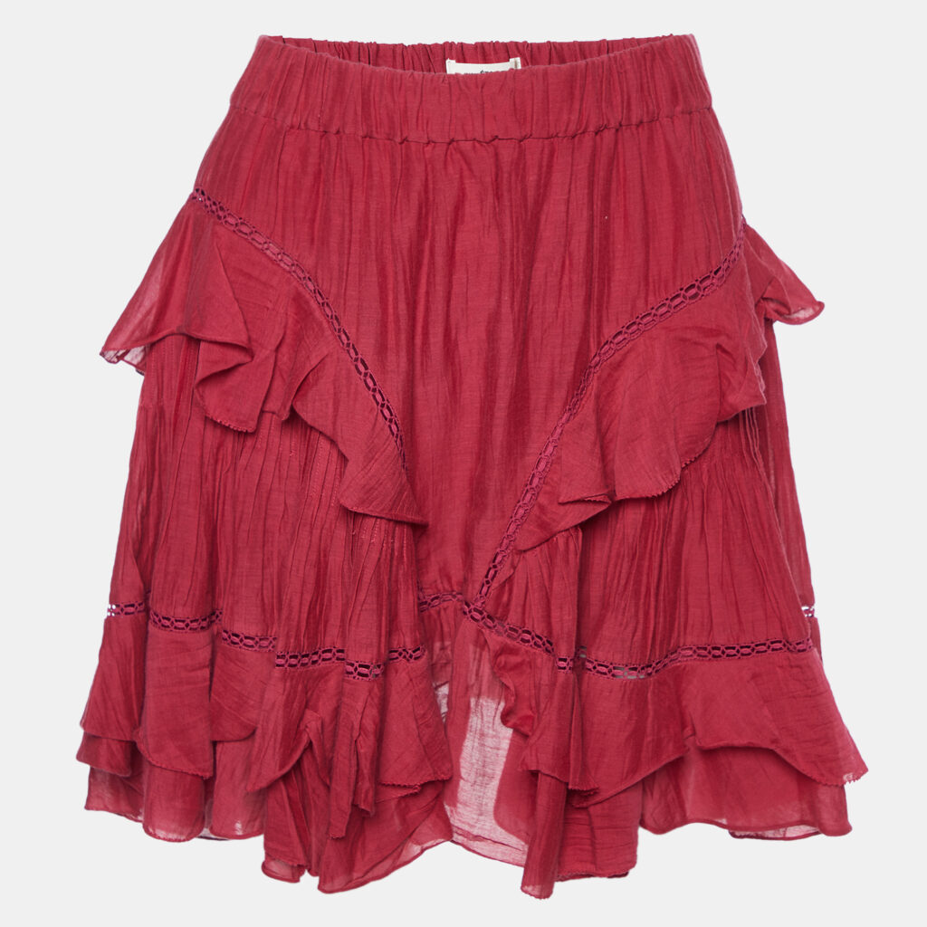 luxury-women-isabel-marant-etoile-used-clothes-p998771-003 Isabel Marant Etoile Pink Cotton Ruffled Mini Skirt S