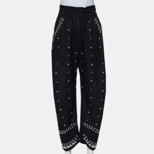 Isabel Marant Black Cotton Studded Paneled Eloma Pants L