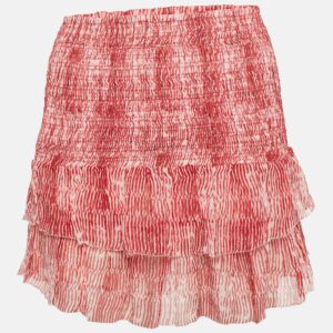 Isabel Marant Red Smocked Zelia Mini Skirt S