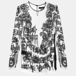 Isabel Marant Black Sequin Mesh and Silk Top TO