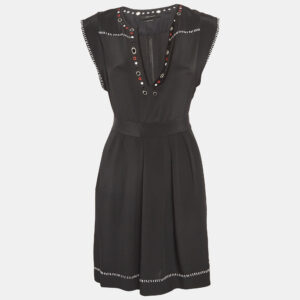 Isabel Marant Black Embellished Silk Tie-Up Waist Dress M