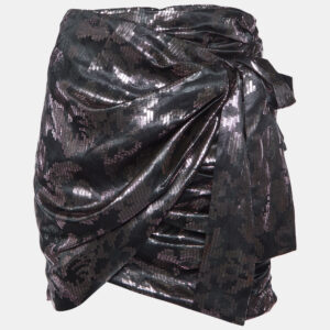 Isabel Marant Metallic Silk Lurex Draped Madly Mini Skirt S