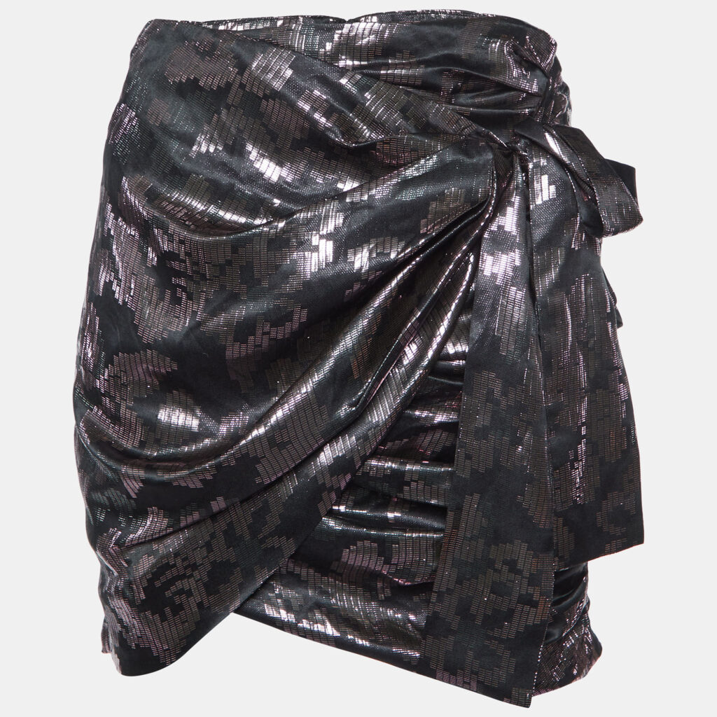 luxury-women-isabel-marant-used-clothes-p1095148-001 Isabel Marant Metallic Silk Lurex Draped Madly Mini Skirt S
