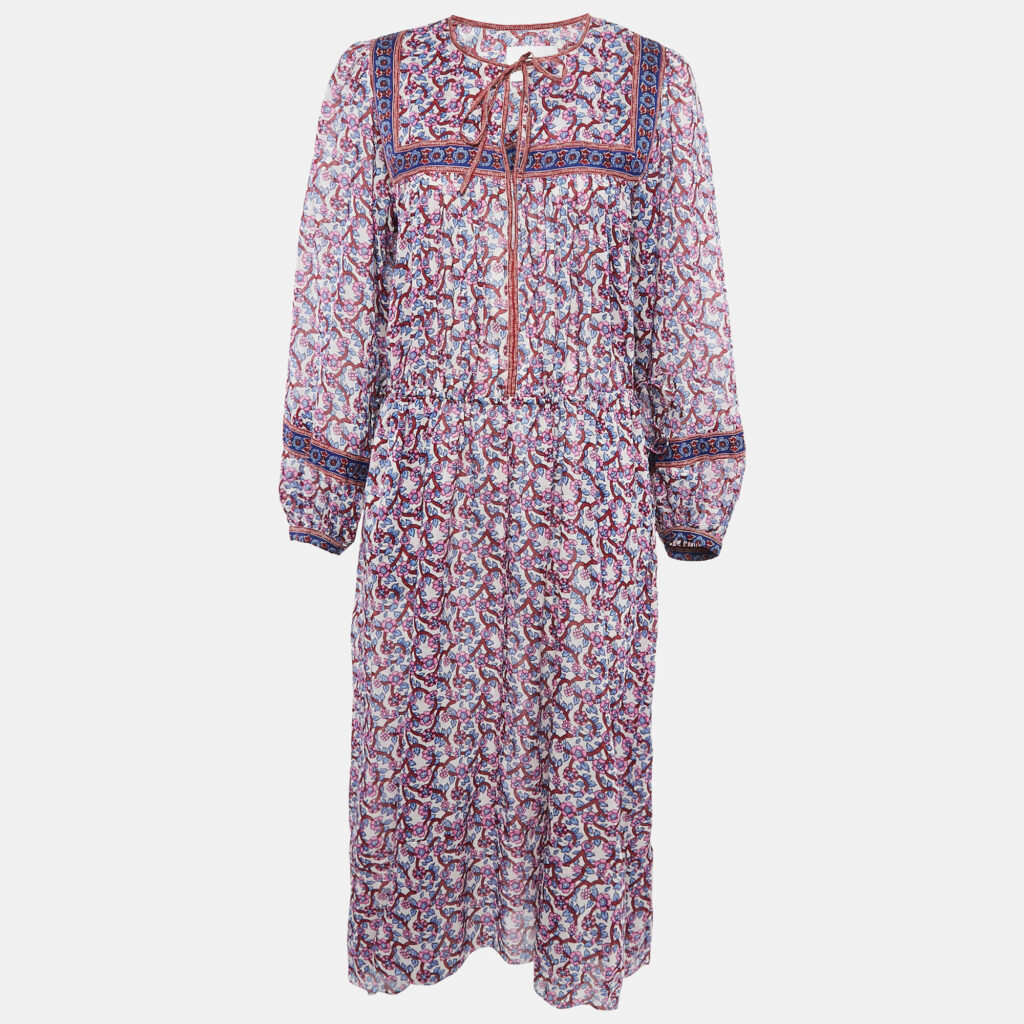 Isabel Marant Multicolor Floral Print Cotton Asymmetric Greila Dress S