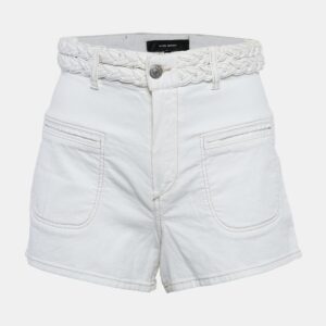 Isabel Marant White Denim Braided Waist Shorts S
