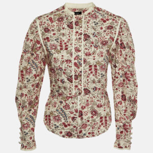 Isabel Marant Cream Floral Print Cotton Button Front Top S