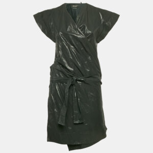 Isabel Marant Black Lurex Cotton & Linen Wrap Dress M