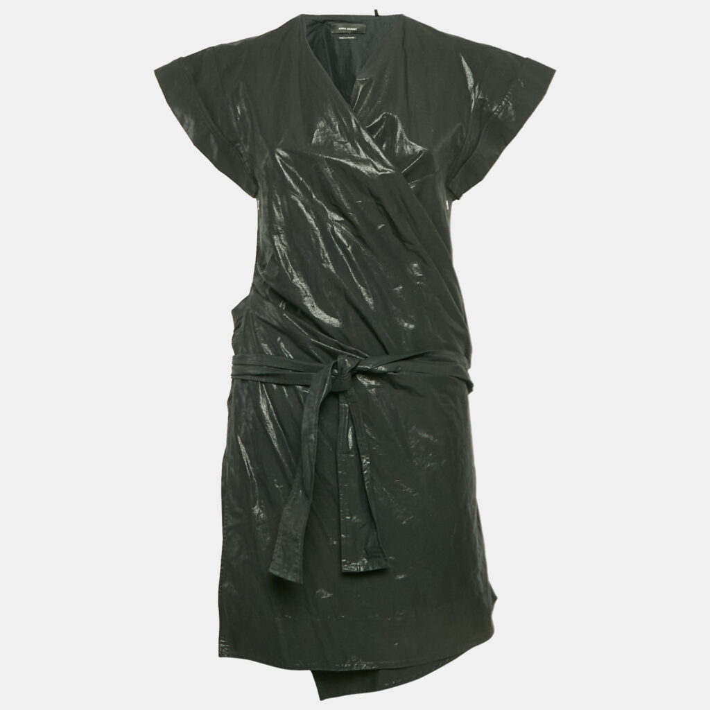 luxury-women-isabel-marant-used-clothes-p1148901-003 Isabel Marant Black Lurex Cotton & Linen Wrap Dress M
