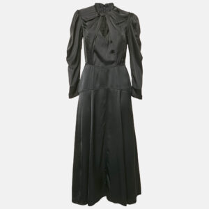 Isabel Marant Black Satin Vilma Midi Dress M