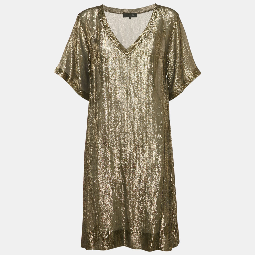 Isabel Marant Gold Lurex Silk Tank Dress M