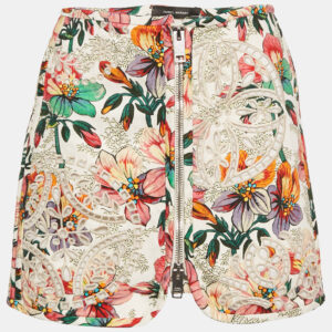 Isabel Marant White Floral Print Broderie Anglaise Mini Skirt M