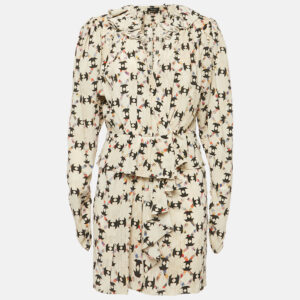 isabel marant beige printed silk blouse and skirt set s