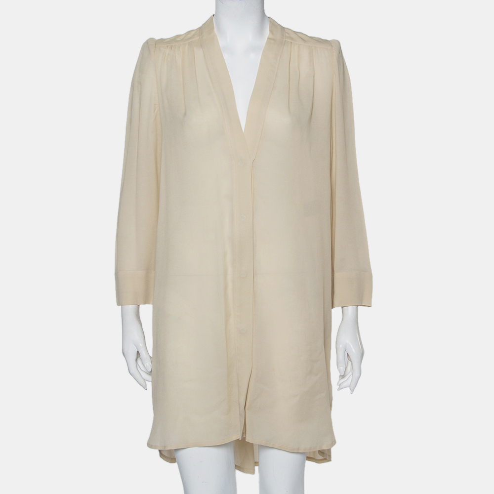 luxury-women-isabel-marant-used-clothes-p425656-010 Isabel Marant Ecru Voile Button Front Rivera Shift Dress M