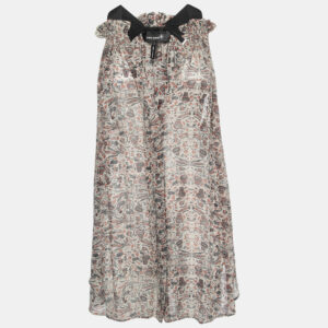 Isabel Marant Grey Printed Chiffon Silk Sleeveless Top S