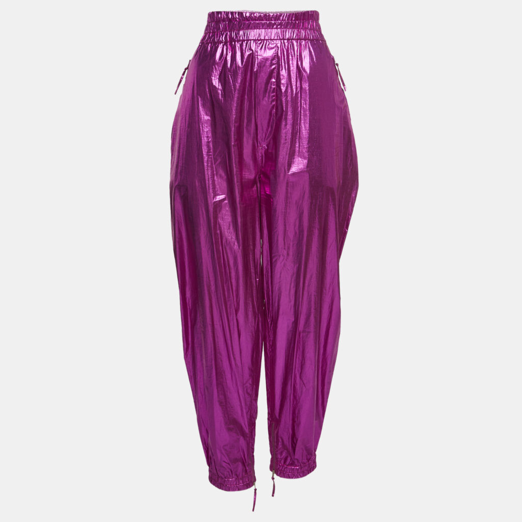 luxury-women-isabel-marant-used-clothes-p918907-001 Isabel Marant Metallic Pink Cotton Carrot-Fit Galoni Trousers L