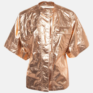 Isabel Marant Metallic Rose Gold Cotton Buttoned Tren Top S