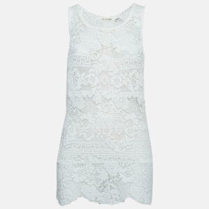 Isabel Marant White Patterned Lace Sleeveless Top M