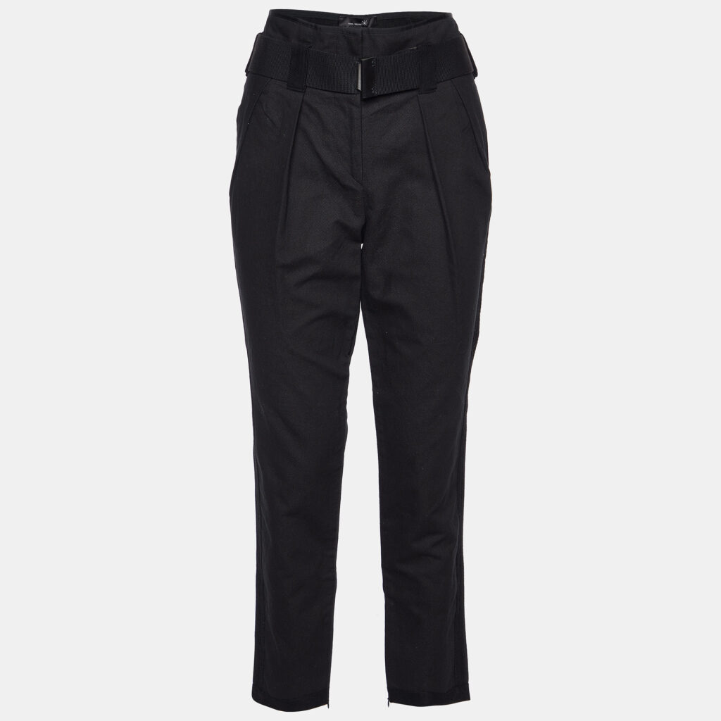 luxury-women-isabel-marant-used-clothes-p980435-005 Isabel Marant Black Cotton Belt Detail Tapered Trousers M