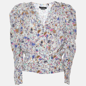 Isabel Marant Multicolor Amba Print Stretch Silk Long Sleeve Blouse M