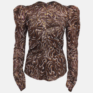 Isabel Marant Metallic Patterned Lurex Ruched Top S