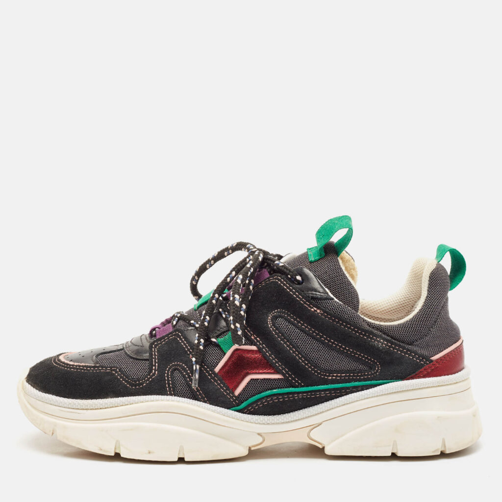 luxury-women-isabel-marant-used-shoes-p1134641-010 Isabel Marant Black Leather and Mesh Low Top Sneakers Size 39