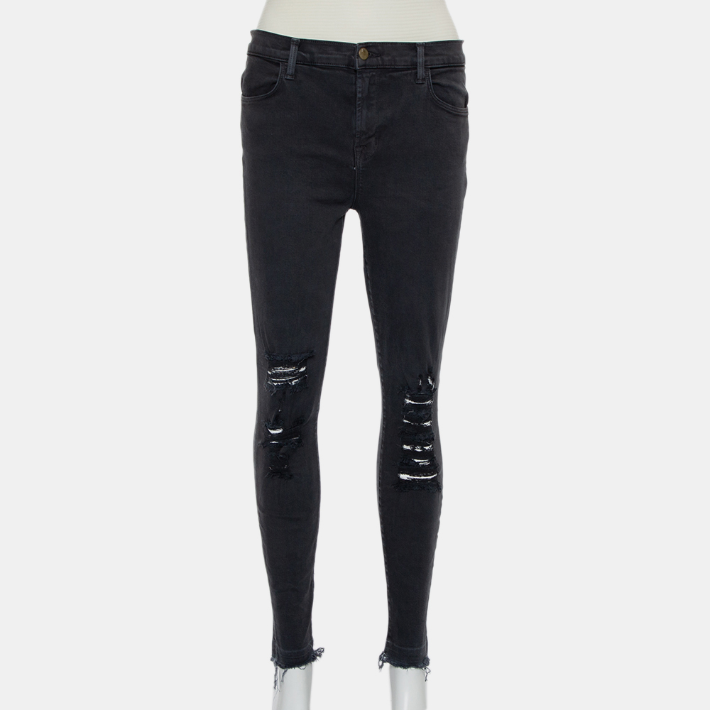 luxury-women-j-brand-used-clothes-p431473-008 J Brand Dement Black Denim Distressed Alana Jeans M