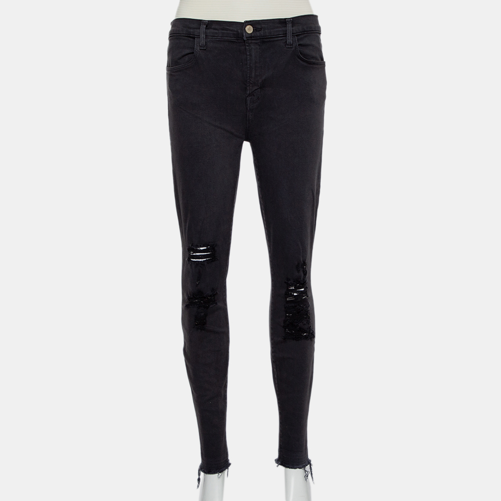 luxury-women-j-brand-used-clothes-p432250-010 J Brand Demen Black Denim Distressed Skinny Alana Jeans M